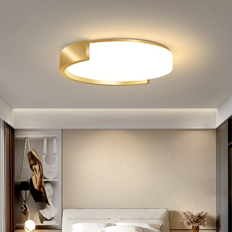 Nordic Flush Mount Verlichting Gold Finish Ronde Plafond Fixture met Acryl Shade