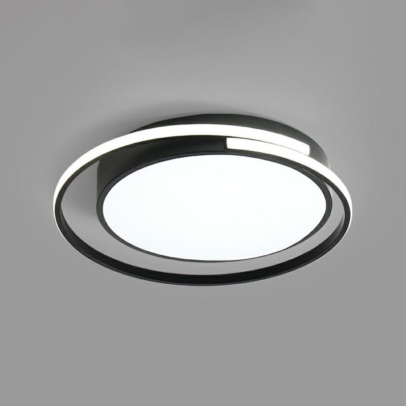 Black Round LED Ceiling Lamp Minimalism Acrylique Flush Mount Light Fixture with Halo Ring