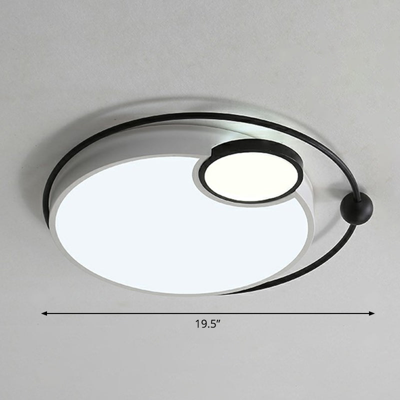 Luz LED redonda montada en el techo, lámpara empotrada de metal nórdico para dormitorio, en blanco y negro