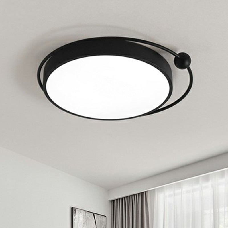 Luz LED redonda montada en el techo, lámpara empotrada de metal nórdico para dormitorio, en blanco y negro