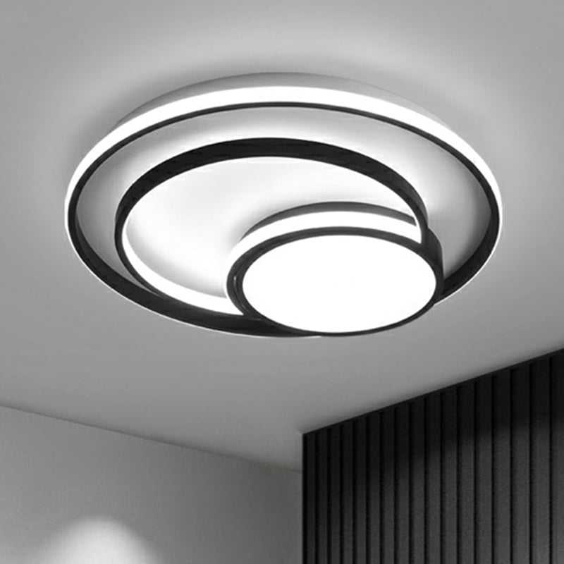 Minimalist Flush Mount Lighting Fixture Black 3 - Ring Massimale Lampada con Acrilico Shade