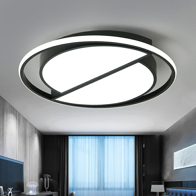 Black Semicircle Flushmount Ceiling Lamp Minimalist LED Acrylic Flush Light for Living Room
