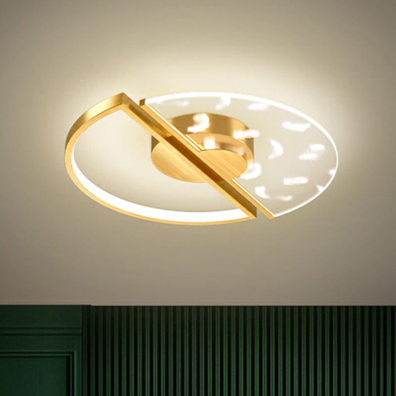 Deckenleuchte in Scheibenform aus Acryl. Moderne LED-Einbauleuchte mit Federmuster