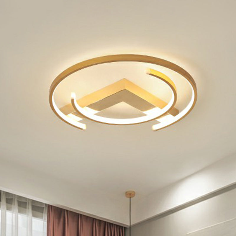 Simple LED Ceiling Flush Light Gold V and C Shaped Flush Mount Lamp with Acrylic Shade
