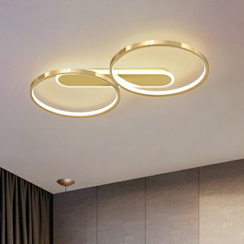Golden Circle Flush Mount Light Fixture Minimalism LED Metal Ceiling Lamp for Bedroom