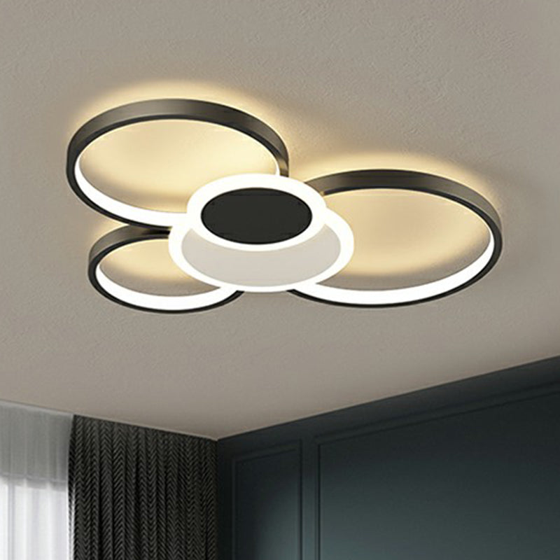 Metal Frame Flush-Mount Light Fixture Minimalism LED Ceiling Lamp for Living Room