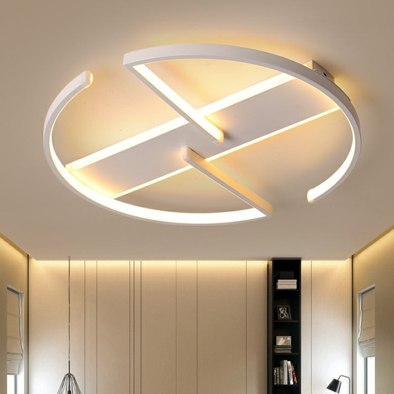 Nouveauté Nordic Circle LED Plafonnier Métallique Chambre Plafonnier Luminaire en Blanc