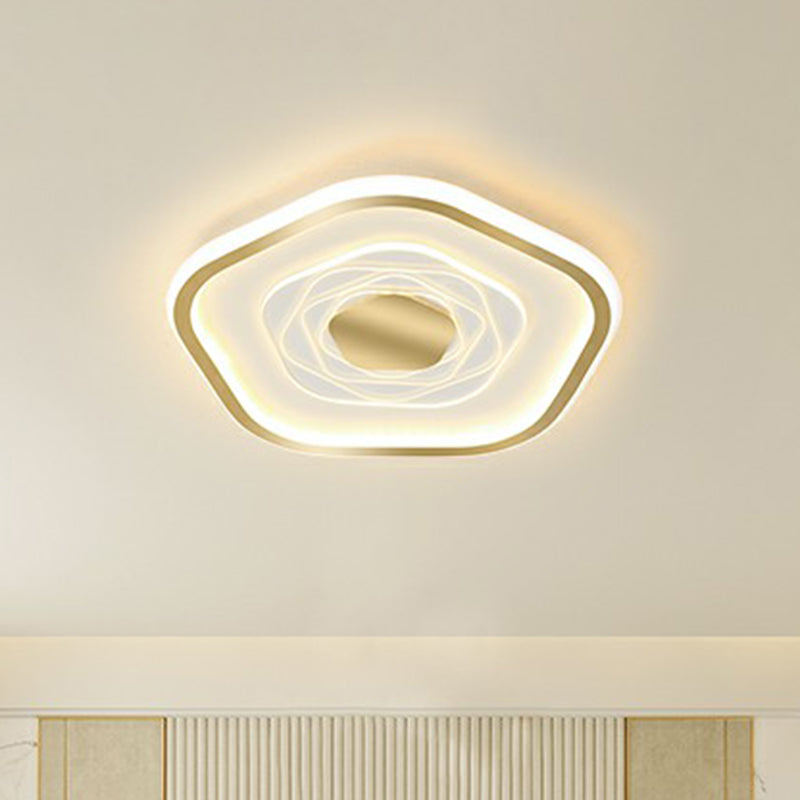Plafonnier LED pentagonal minimalisme luminaire encastré en métal pour chambre à coucher
