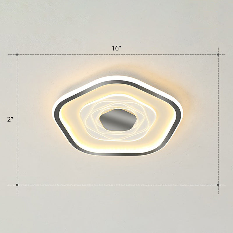 Plafonnier LED pentagonal minimalisme luminaire encastré en métal pour chambre à coucher