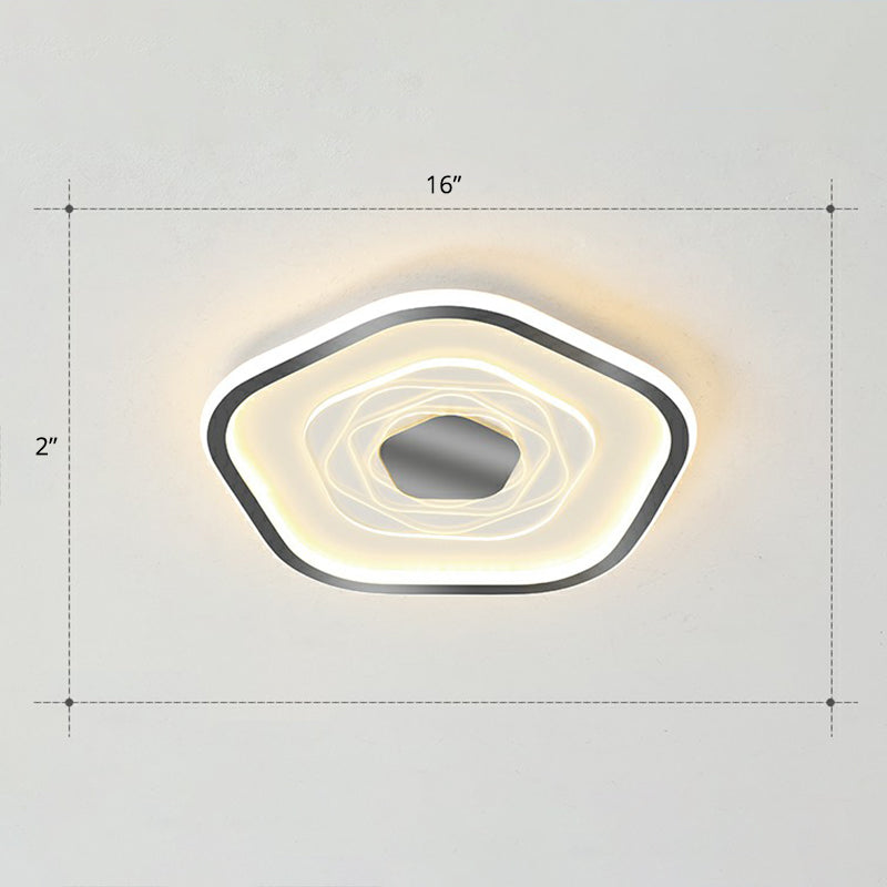 Plafonnier LED pentagonal minimalisme luminaire encastré en métal pour chambre à coucher