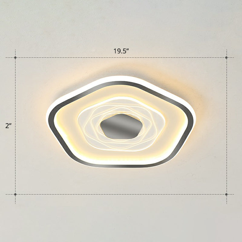 Plafonnier LED pentagonal minimalisme luminaire encastré en métal pour chambre à coucher