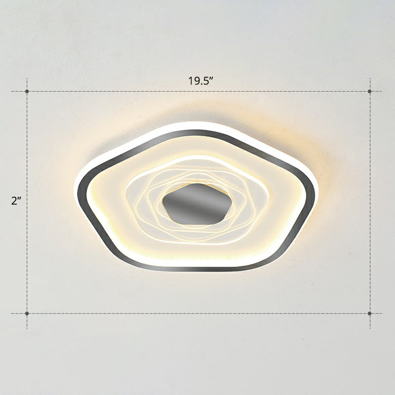 Plafonnier LED pentagonal minimalisme luminaire encastré en métal pour chambre à coucher