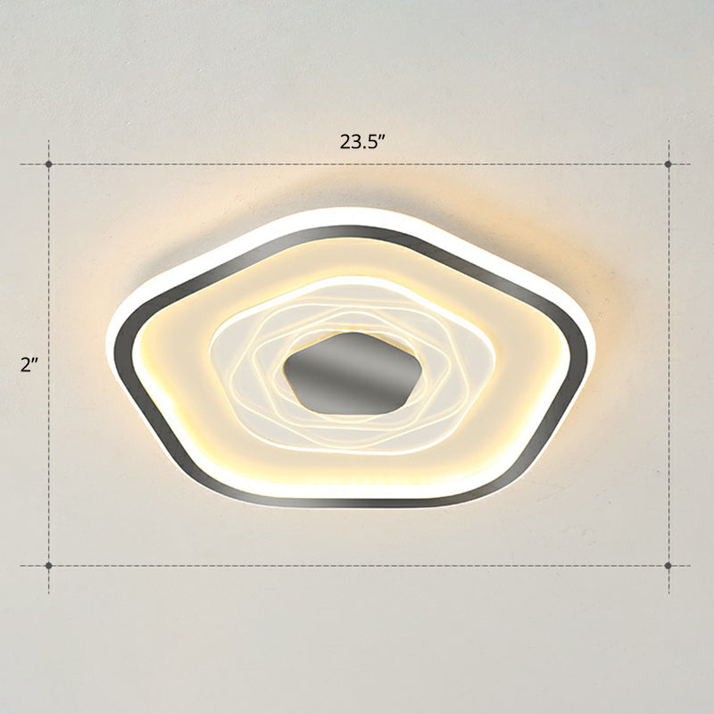 Plafonnier LED pentagonal minimalisme luminaire encastré en métal pour chambre à coucher