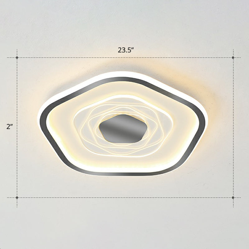 Plafonnier LED pentagonal minimalisme luminaire encastré en métal pour chambre à coucher
