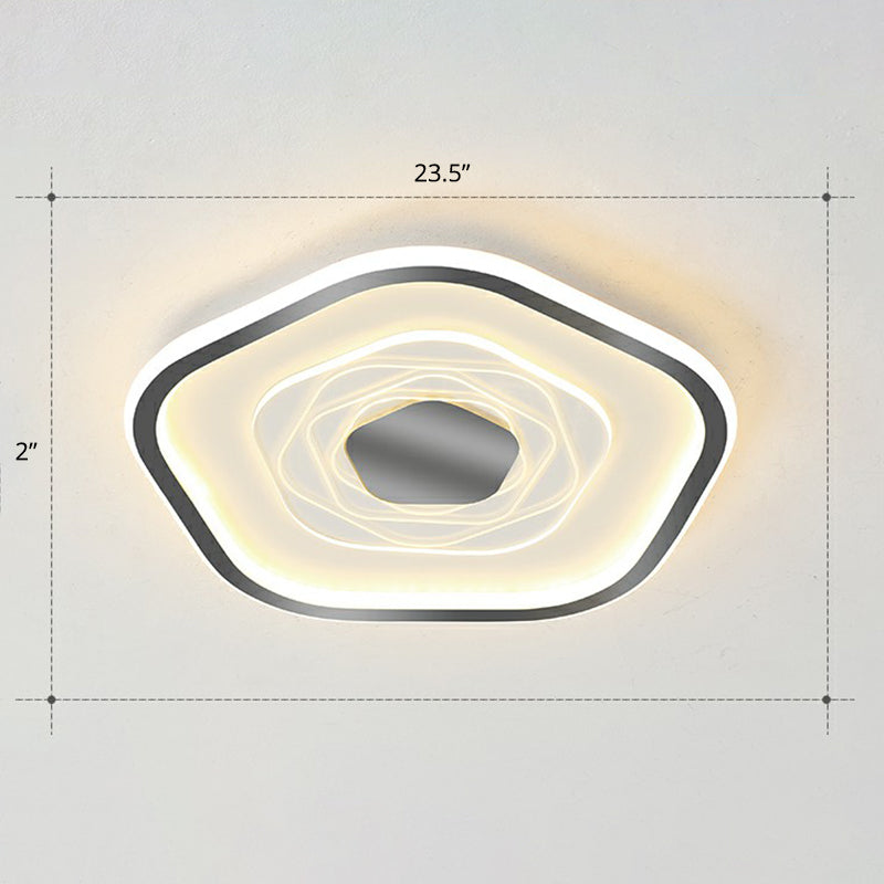 Plafonnier LED pentagonal minimalisme luminaire encastré en métal pour chambre à coucher