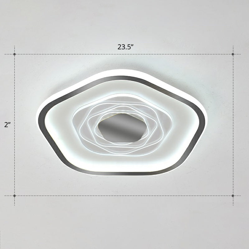 Plafonnier LED pentagonal minimalisme luminaire encastré en métal pour chambre à coucher