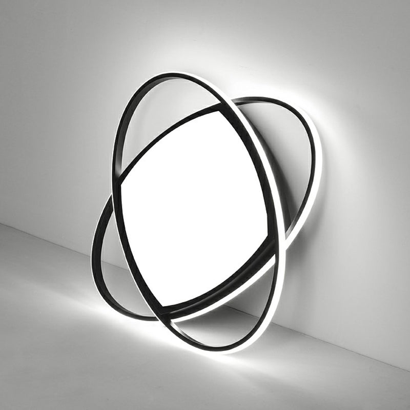 Lampada da incasso a LED ovale nera Lampada da soffitto in acrilico semplicità per camera da letto