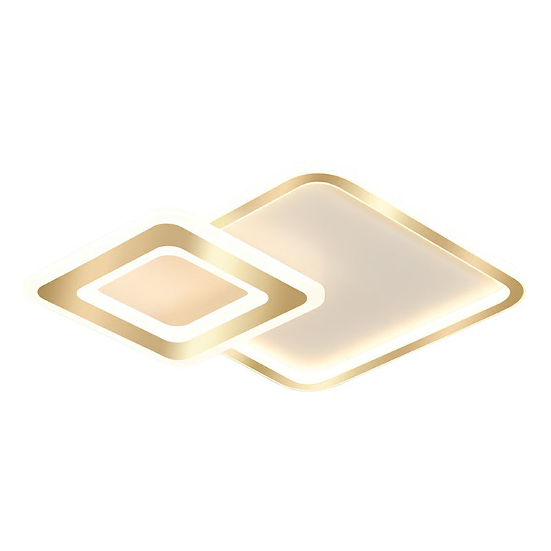 Acrylic Square LED Ceiling Fixture Minimalistic Golden Flush Mount Lighting for Bedroom