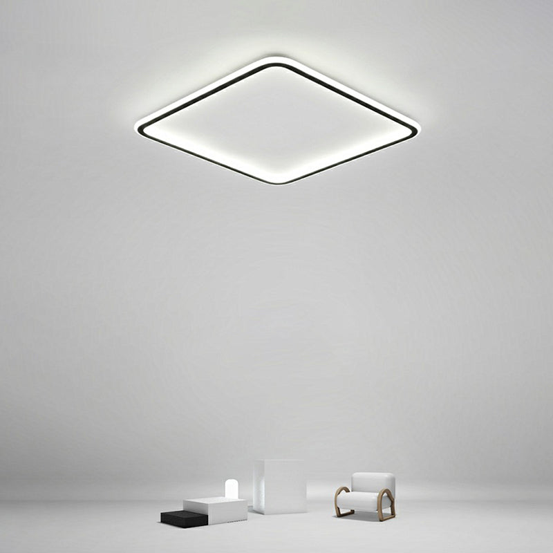 Ultrathin Square LED Flush Light Fixture Minimalist Acrylic Bedroom Ceiling Lamp in Black
