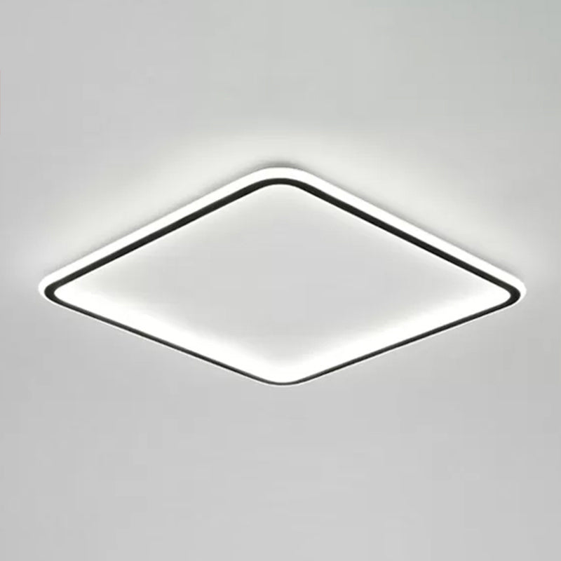 Ultrathin Square LED Flush Light Fixture Minimalist Acrylic Bedroom Ceiling Lamp in Black