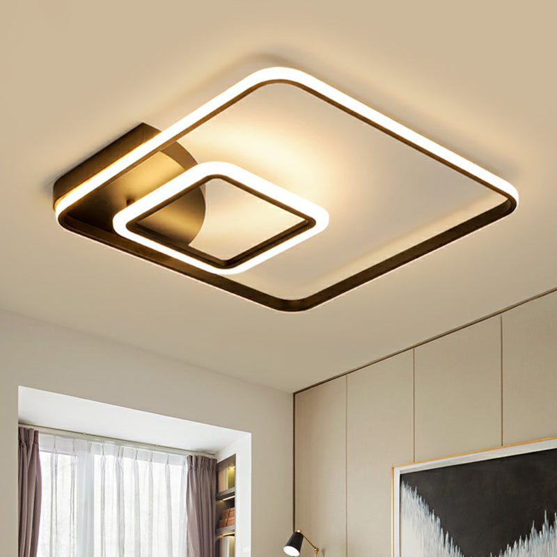 Lampada da incasso a soffitto quadrata a LED con montaggio a incasso Lampada da incasso moderna in metallo nero per hotel