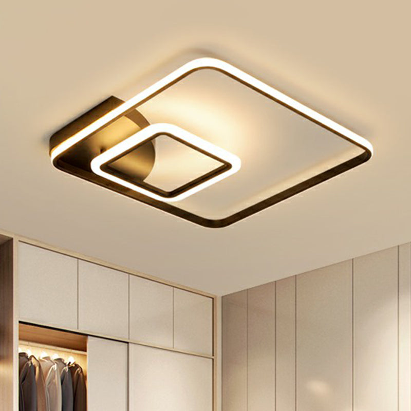 Lampada da incasso a soffitto quadrata a LED con montaggio a incasso Lampada da incasso moderna in metallo nero per hotel