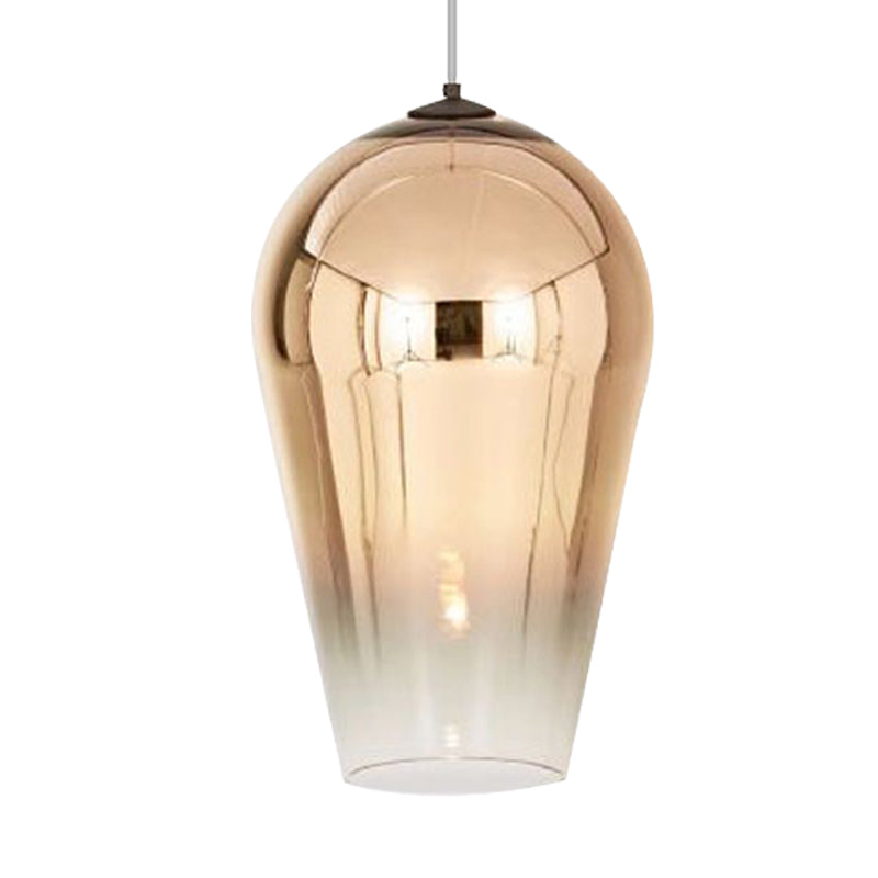 7"/8" Wide Cannon Pendant Lighting Modern Glass 1 Light Chrome/Gold/Rose Gold Hanging Light
