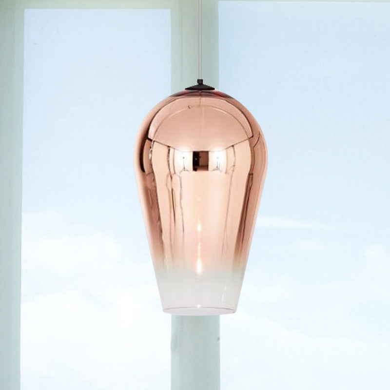 7"/8" Wide Cannon Pendant Lighting Modern Glass 1 Light Chrome/Gold/Rose Gold Hanging Light
