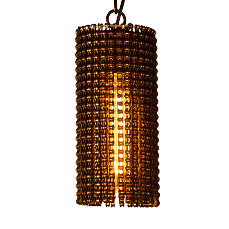 Tube Pandent Lighting Traditionary Metal 1 Bulb 7.5"/11.5" Wide Brown Hanging Lamp Kit for Bedroom