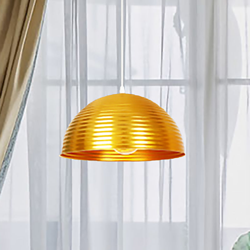 Luz colgante de tono de cúpula con luz de metal contemporáneo de metal rojo/amarillo/luz colgante, 12 "/16" /19.5 "de ancho