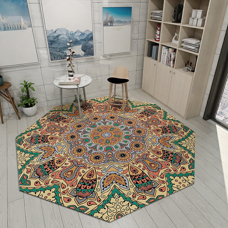 Fancy Geometric Print Rug Multi Colored Polyster Indoor Rug Easy Care Pet Friendly Washable Area Rug for Bedroom
