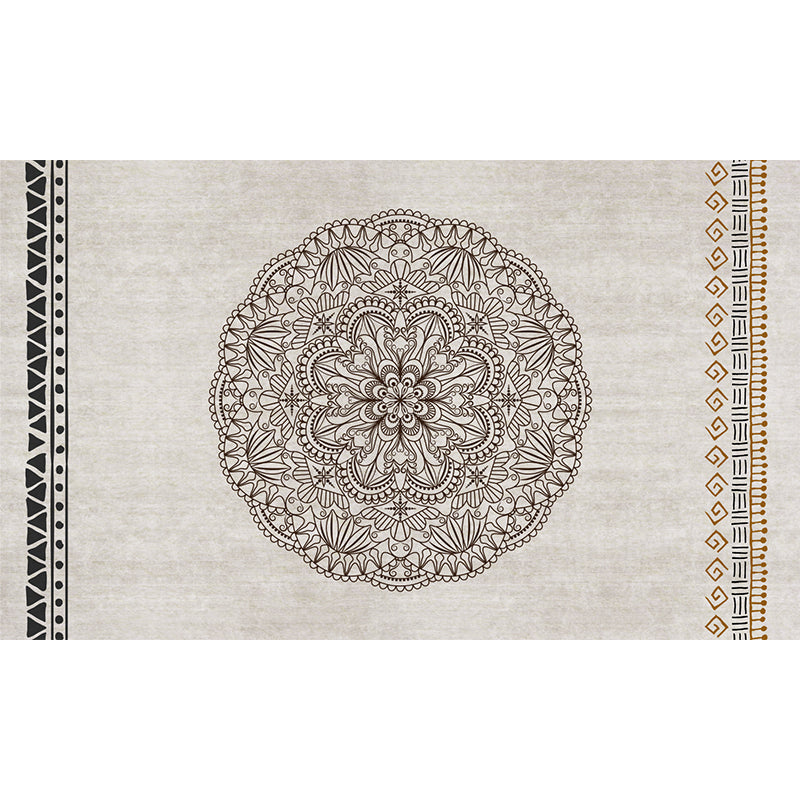 Moroccan Living Room Rug Multi Colored Flower Print Area Carpet Lamb Wool Non-Slip Backing Washable Indoor Rug