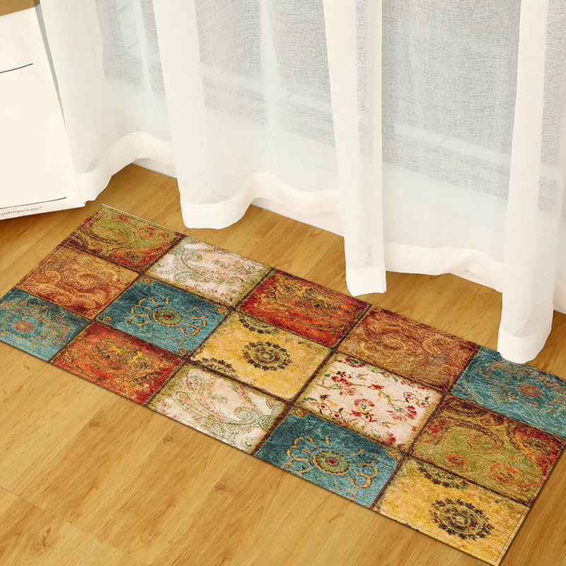 Multi Color Relaxing Rug Polyster Color Brick Pattern Indoor Rug Non-Slip Backing Stain-Resistant Area Carpet for Bedroom