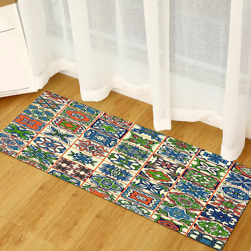 Multi Color Relaxing Rug Polyster Color Brick Pattern Indoor Rug Non-Slip Backing Stain-Resistant Area Carpet for Bedroom