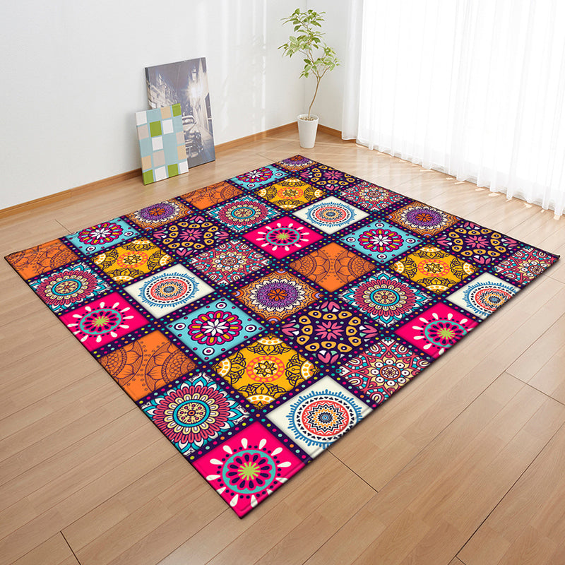 Moroccan Color Brick Rug Multi Color Synthetic Indoor Rug Non-Slip Backing Pet Friendly Area Carpet for Decoration