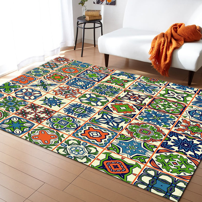 Moroccan Color Brick Rug Multi Color Synthetic Indoor Rug Non-Slip Backing Pet Friendly Area Carpet for Decoration