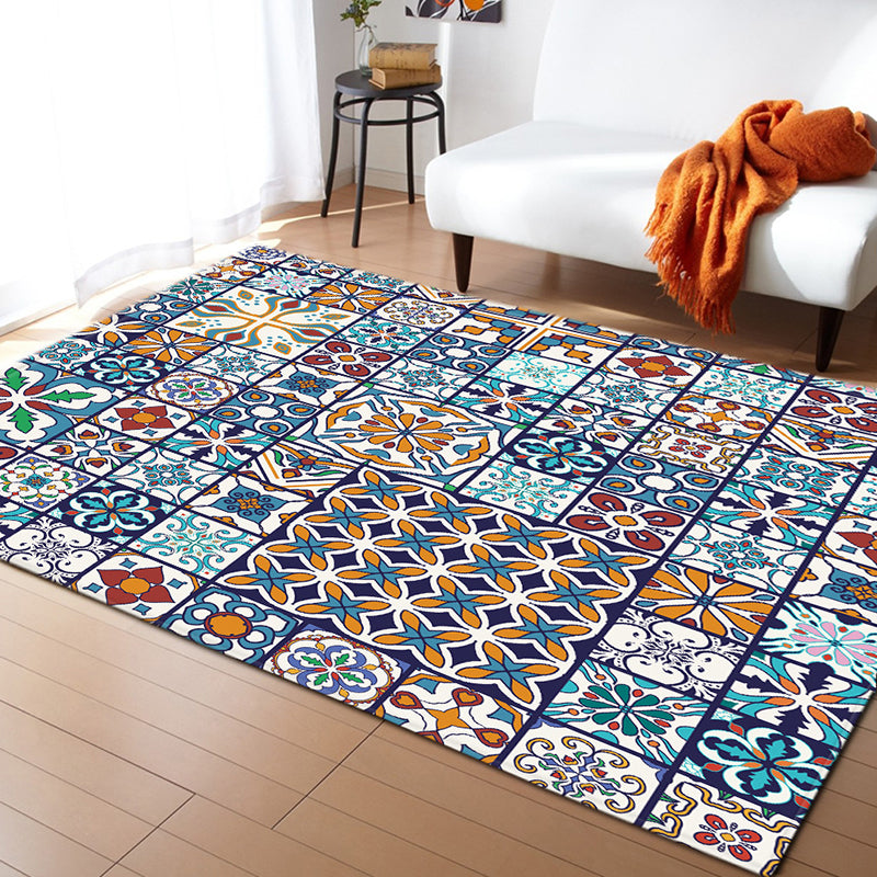 Moroccan Color Brick Rug Multi Color Synthetic Indoor Rug Non-Slip Backing Pet Friendly Area Carpet for Decoration