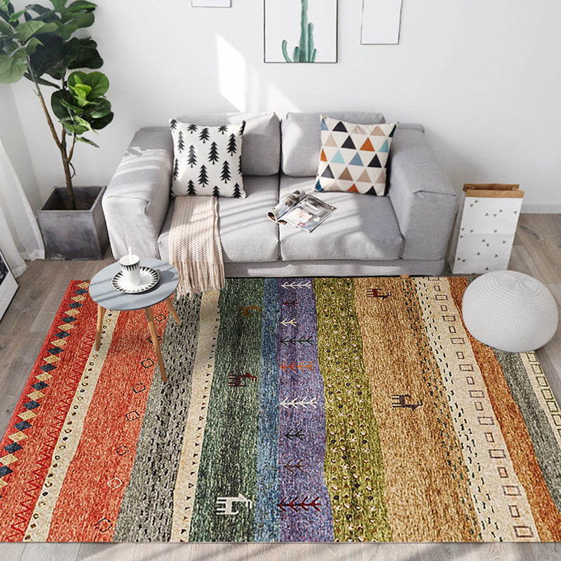 Boho-Chic Living Room Rug Multi Color Geometric Pattern Indoor Rug Anti-Slip Backing Easy Care Area Rug