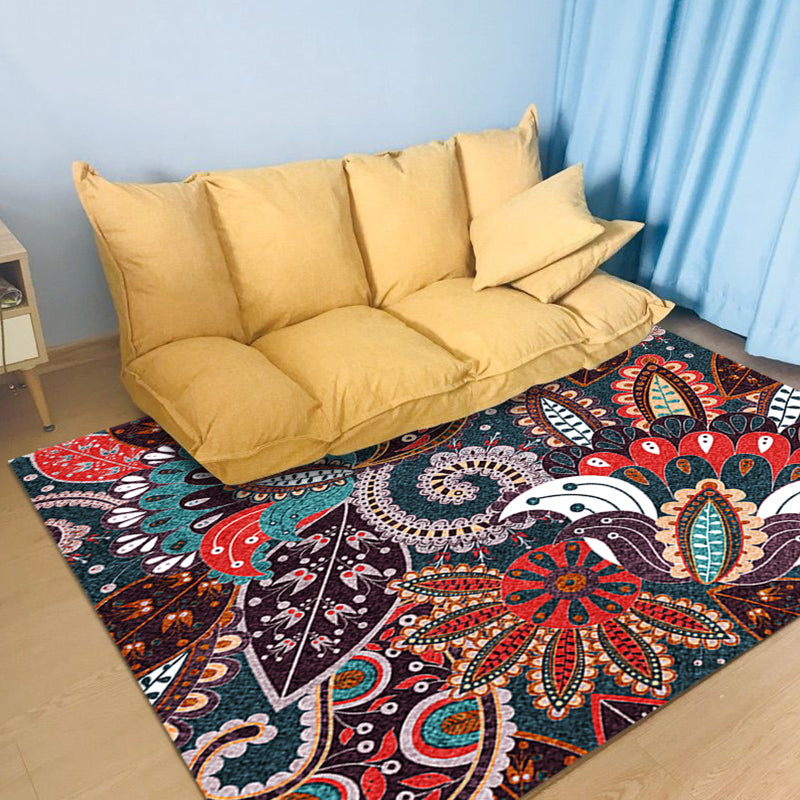 Boho-Chic-Wohnzimmer Teppich Multi-Farb Geometrisches Muster Innenteppich Anti-Rutsch-Backing Easy Care Area Teppich