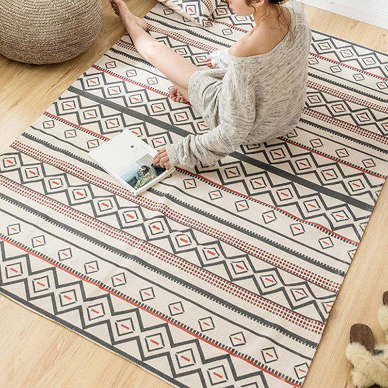 Alfombra geométrica bohemia Área de yute de yute alfombra alfombra para mascotas con lavabar una alfombra de área de cuidado fácil para dormitorio