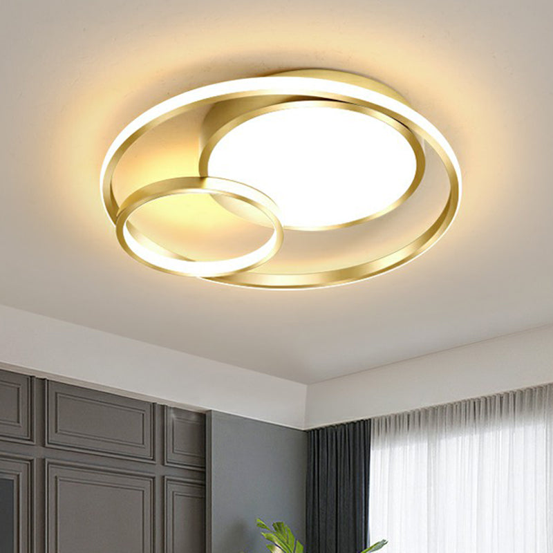 Plafonnier LED circulaire pour chambre à coucher, luminaire métallique à montage encastré avec diffuseur en acrylique