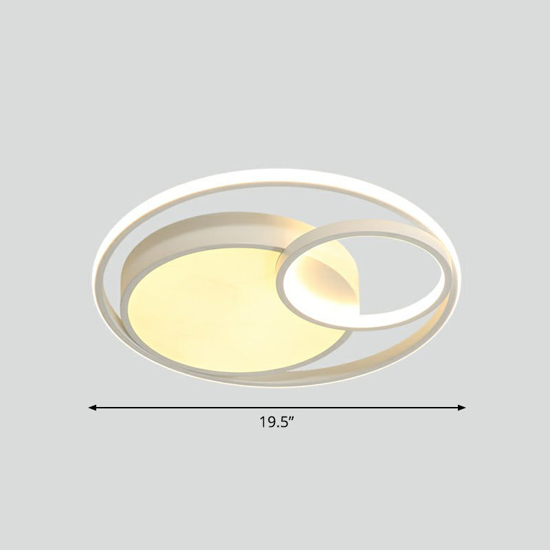 Circular Bedroom LED Ceiling Light Metallic Simplicity Flush Mount Fixture with Acrylic Diffuser