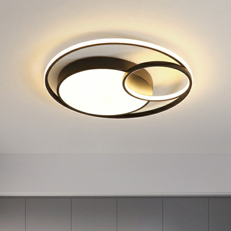 Plafonnier LED circulaire pour chambre à coucher, luminaire métallique à montage encastré avec diffuseur en acrylique