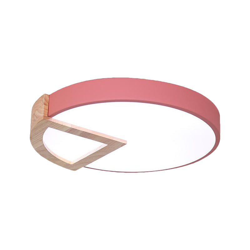 Lámpara de techo redonda para dormitorio de niños y niñas, luz de montaje empotrada de macarrón nórdico acrílico