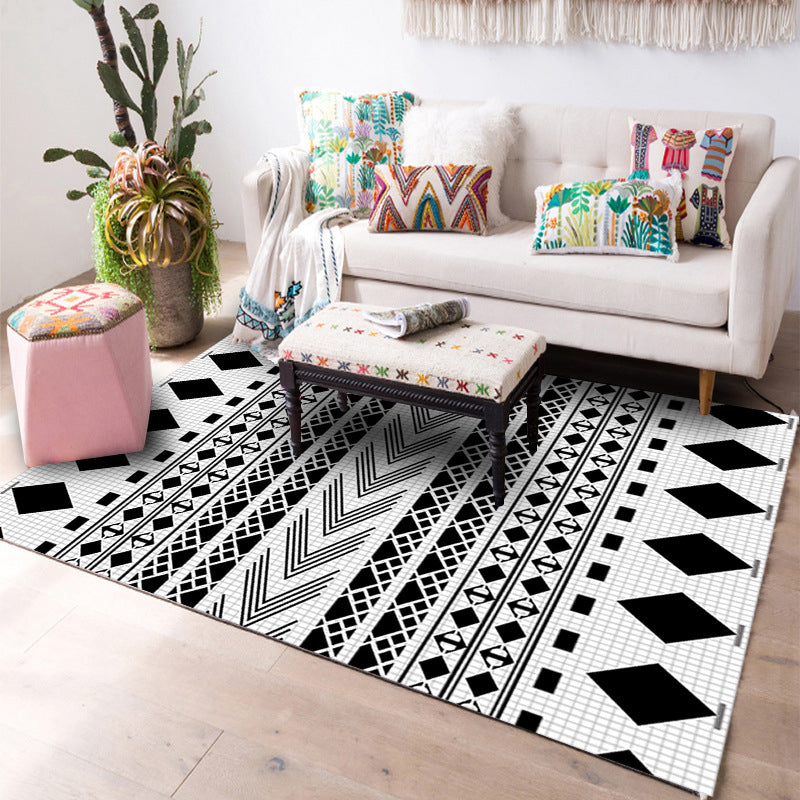 Designer Living Room Rug Multi Colored Geometric Pattern Indoor Rug Polypropylene Anti-Slip Backing Area Carpet