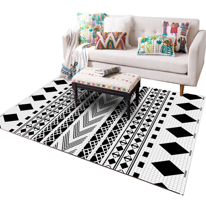 Designer Living Room Rug Multi Colored Geometric Pattern Indoor Rug Polypropylene Anti-Slip Backing Area Carpet