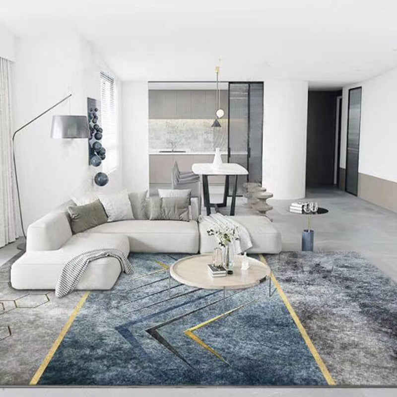 Modern Geometric Print Rug Multi-Color Synthetics Indoor Rug Non-Slip Backing Washable Easy Care Area Rug for Parlor