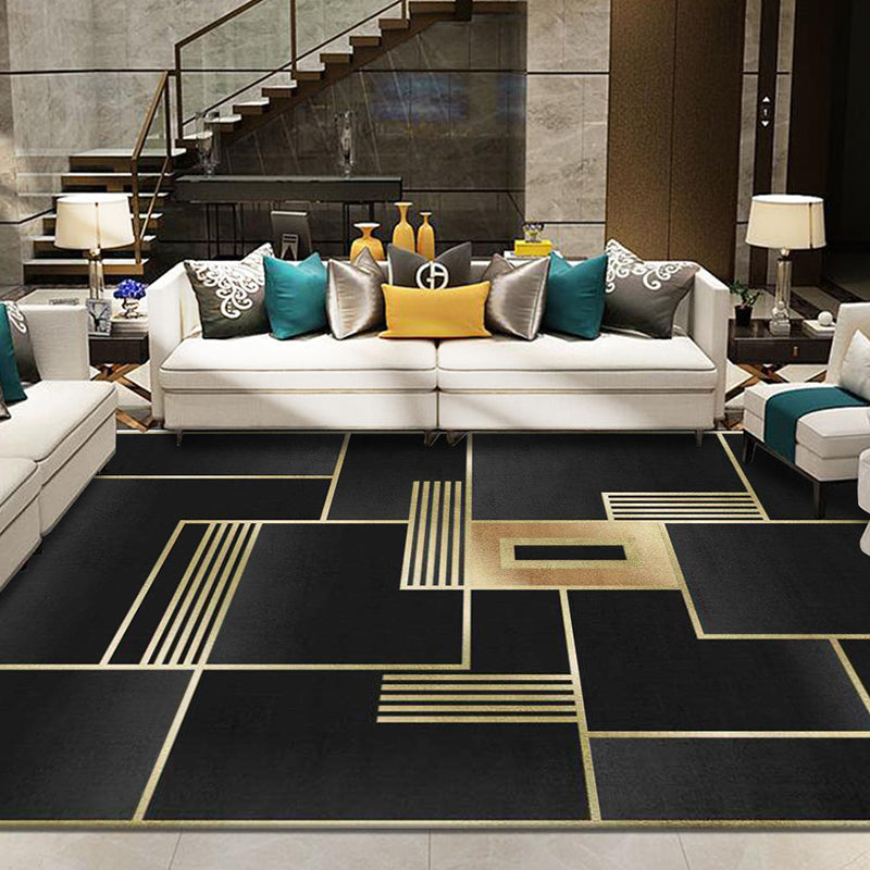 Alfombra de impresión geométrica moderna Síntetos multicolor alfombra de interiores alfombra sin deslizamiento para el área de cuidado fácil para salón para salón