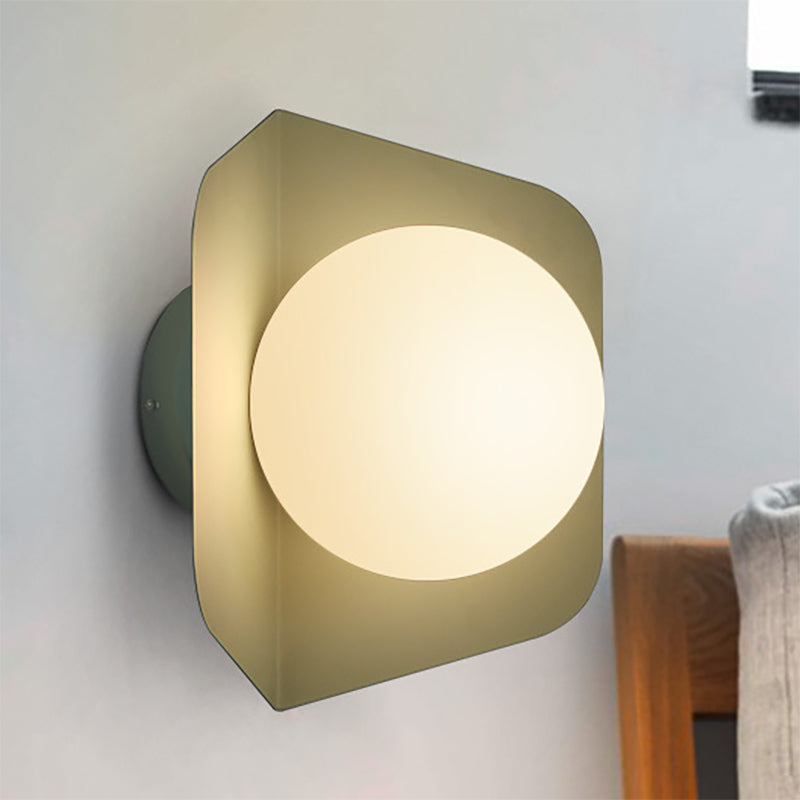 1 Light Orb Shade Wall Sconce Kids Metal Glass Sconce Light with Candy Color for Child Bedroom