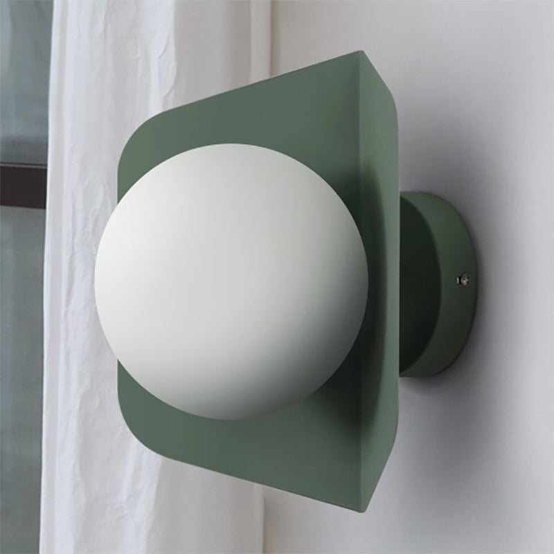 1 Light Orb Shade Wall Sconce Kids Metal Glass Sconce Light with Candy Color for Child Bedroom
